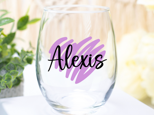 Personalized Brush Stroke Wine Glass