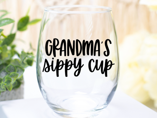 Grandma's Sippy Cup Wine Glass