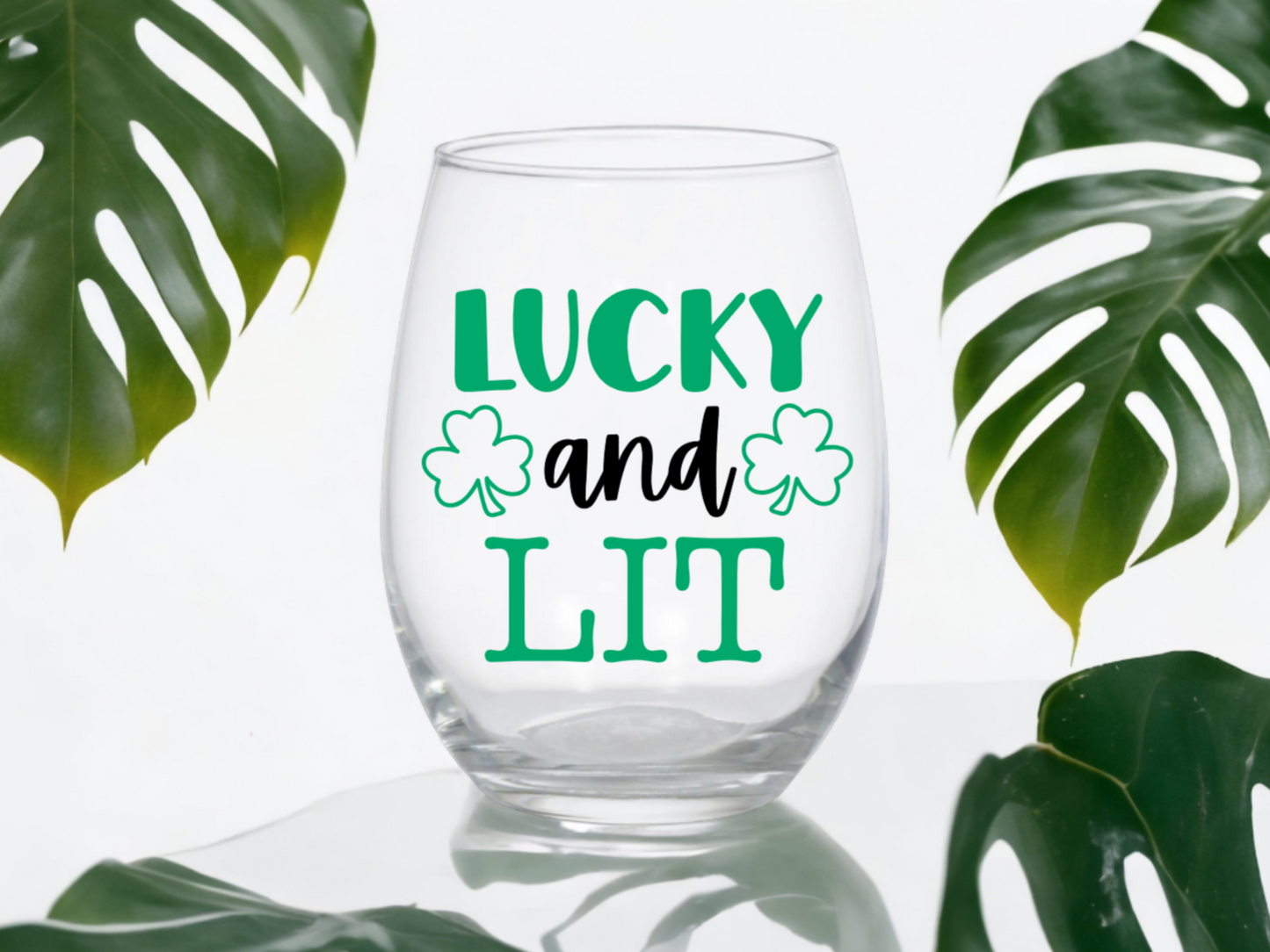 Lucky & Lit St. Patrick's Day Wine Glass