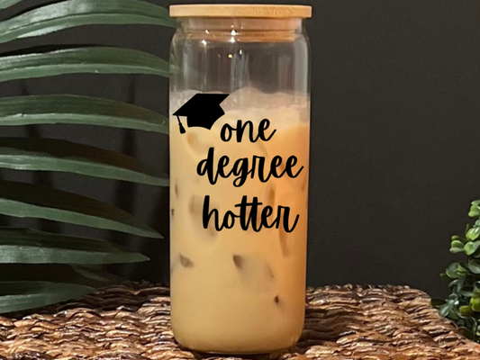 One Degree Hotter Glass Drinking Cup with Lid & Straw