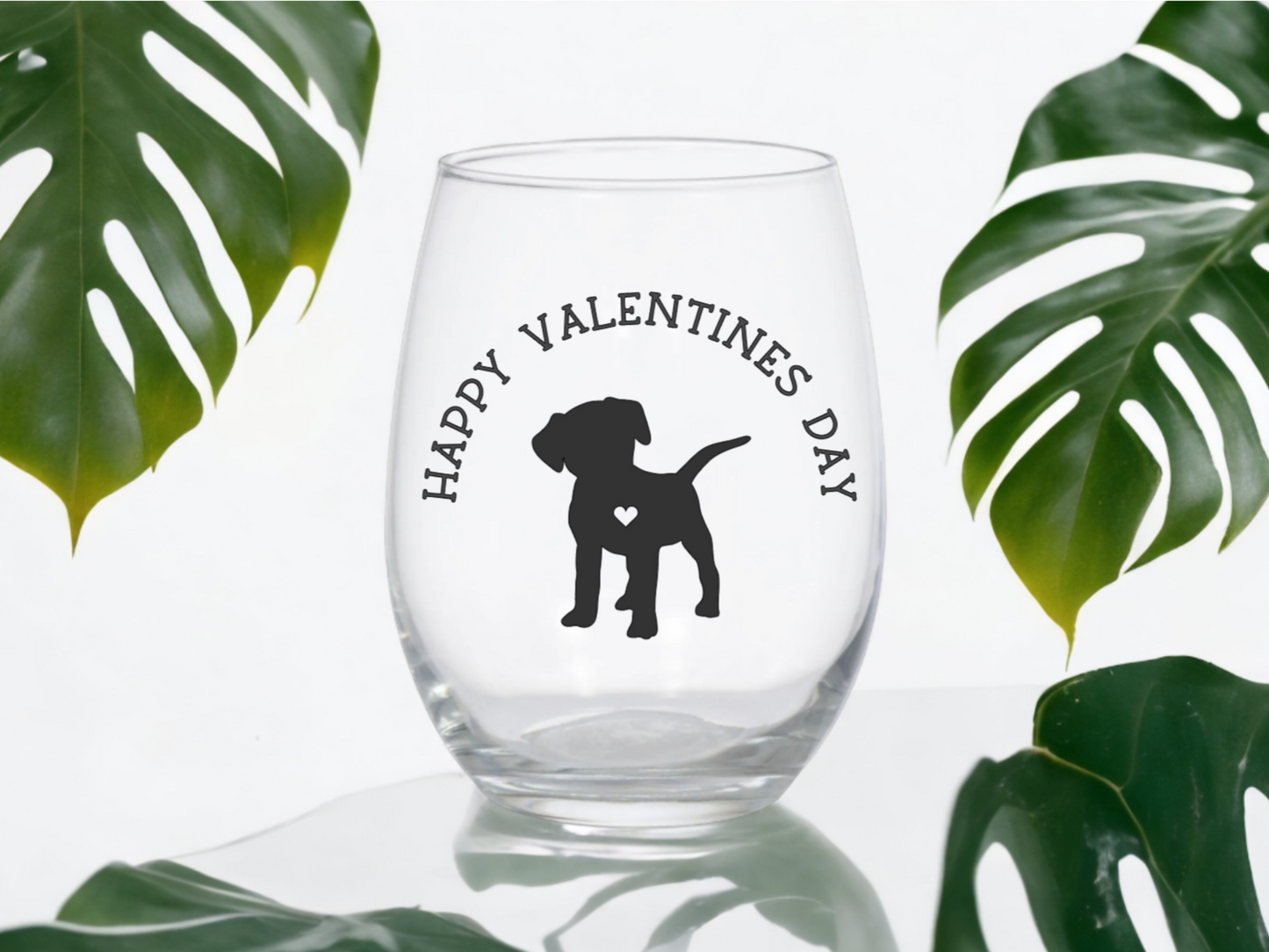 Puppy Valentines Day Wine Glass
